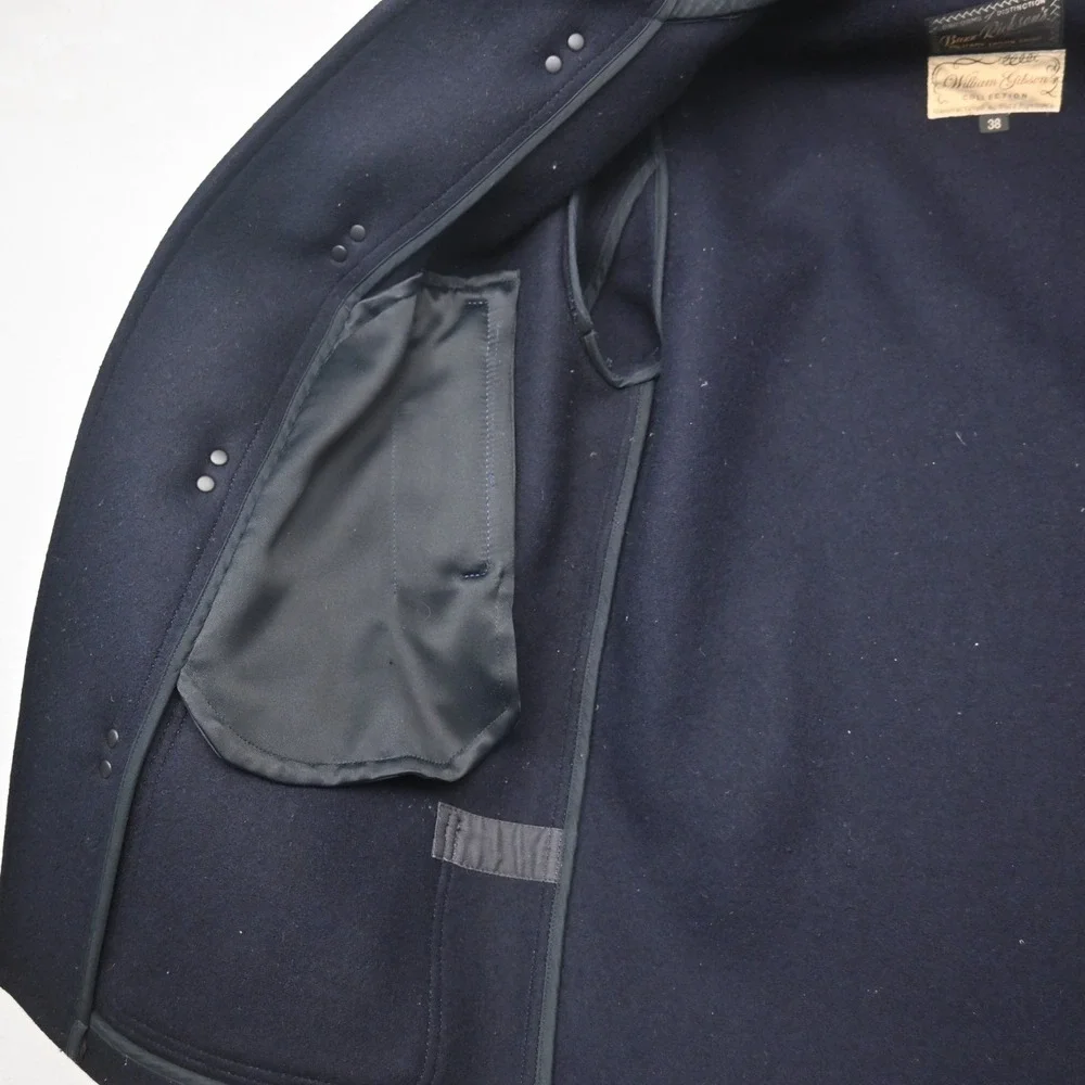 Buzz Ricksons William Gibson 38‎ Medium Wool Toggle Navy Blue Melton Coat